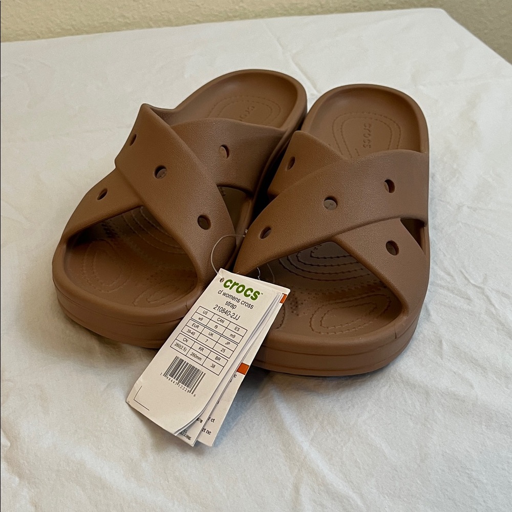 CROCS Kids Tan Slide Sandals
